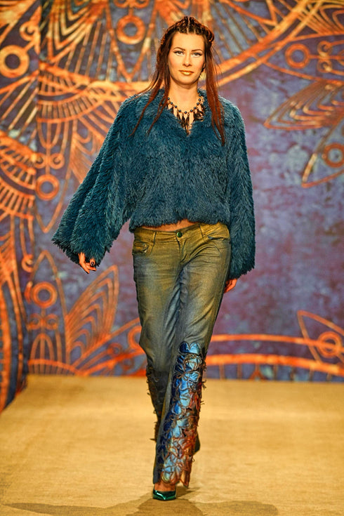 Pantalon denim cu aplicatii 2285